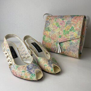 36 - Vintage Pino Carina Marble Heels Purse Set